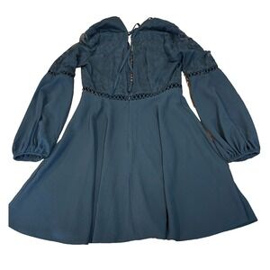 Whimsigoth witchy little black dress lace detail open back womens' sz small sz 4